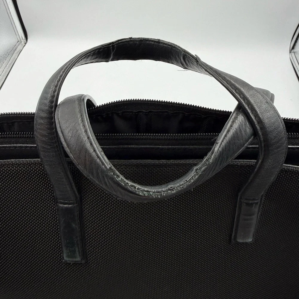 Tumi Bag Black Ballistic Nylon Leather Business Organizer Briefcase
